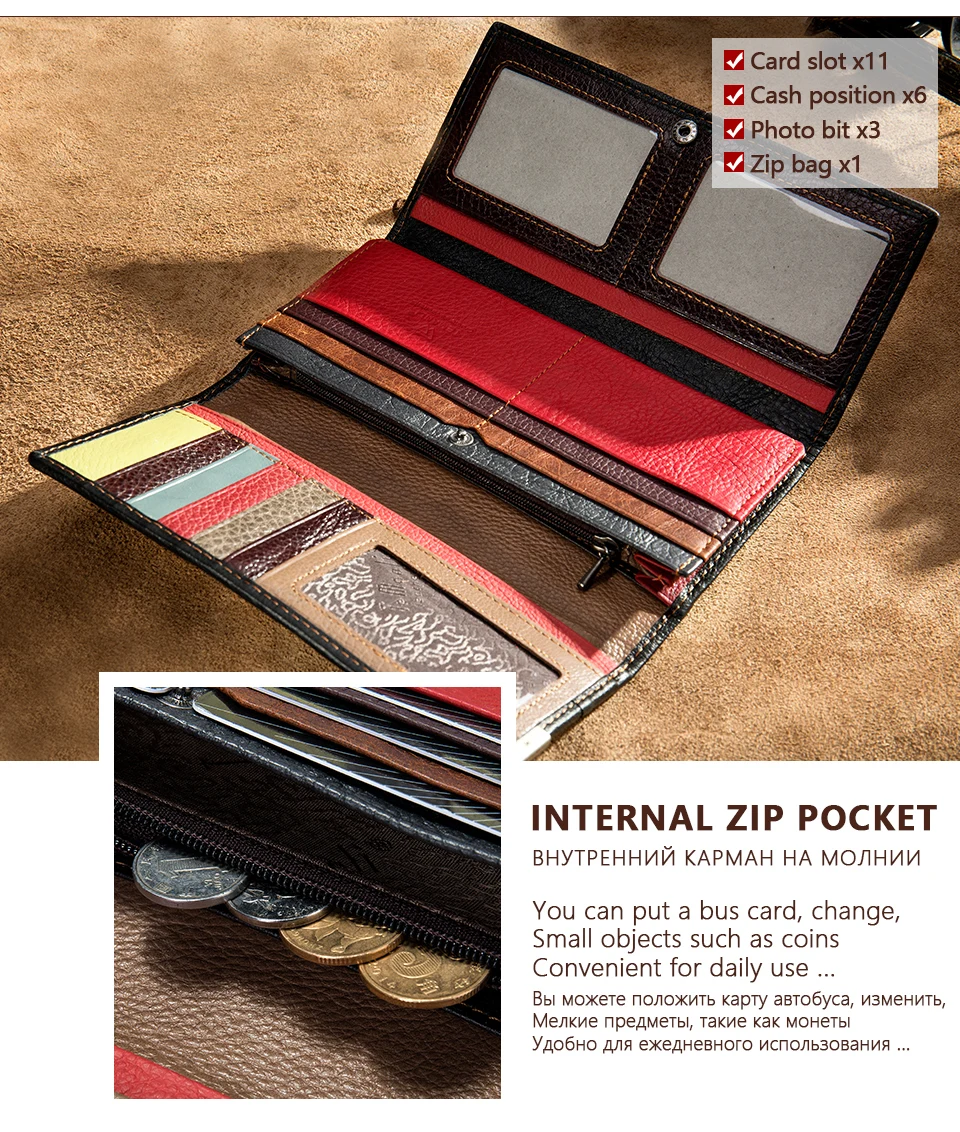 Westal Clutch Bag Women Leather Patchwork Squares Random Color Wallets Vintage Coin Wallet Female Purses Cards Wallets For Women