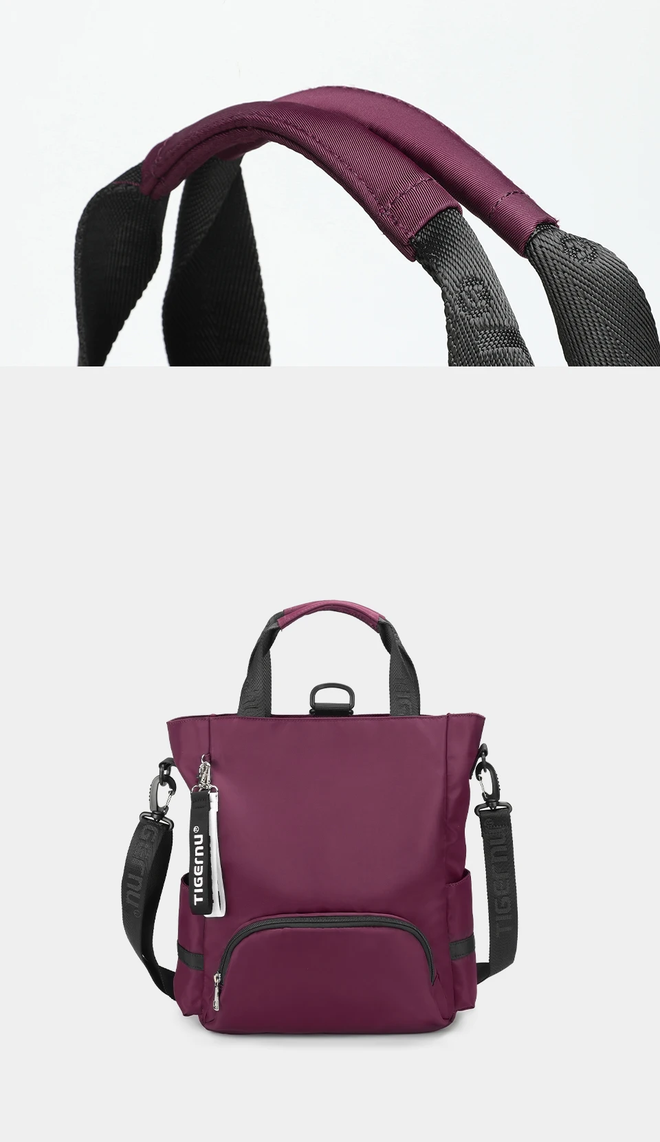 Tigernu New 3 In1 Tote Bag With Zipper For Women Casual School Backpacks Fashion Female Shoulder Bag Light Weight Girls Handbags