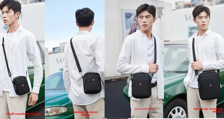 New Arrival Men's Crossbody Bag Messenger Waterproof Purse Oxford Zipper Shoulder Bags For Male Black Versatile Style S/M/L/XL