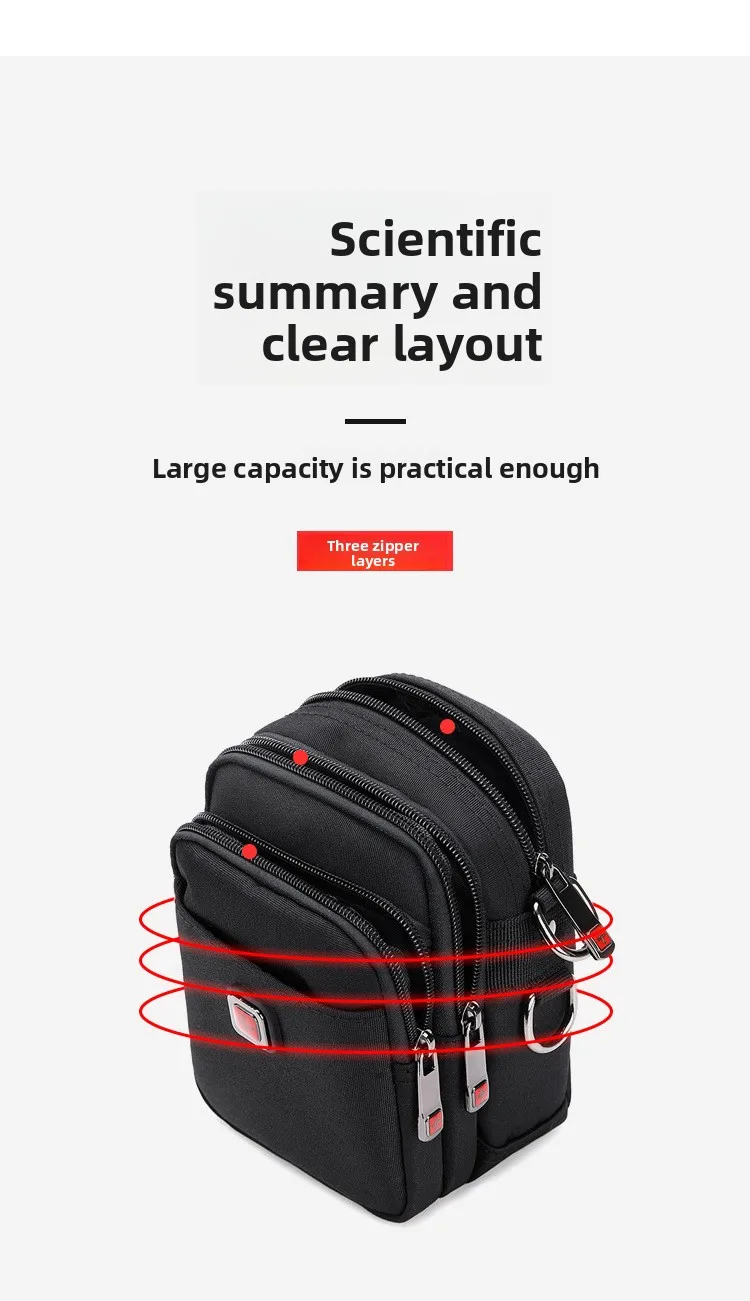 New Arrival Men's Crossbody Bag Messenger Waterproof Purse Oxford Zipper Shoulder Bags For Male Black Versatile Style S/M/L/XL