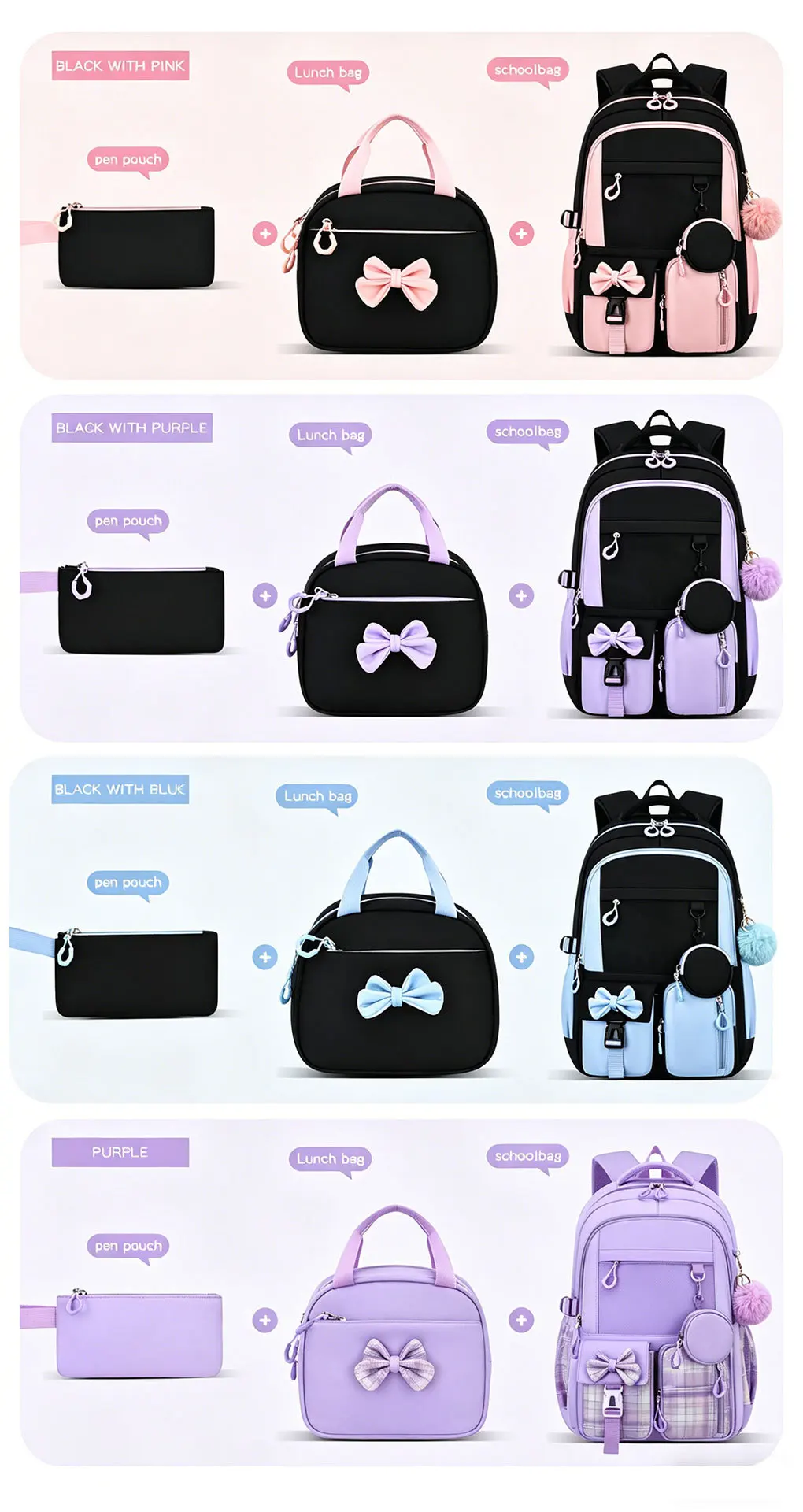 Children School Bags Set Girls Large Schoolbag Kawaii Primary School Backpack Kids Book Bag Waterproof Laptop Travel Rucksack