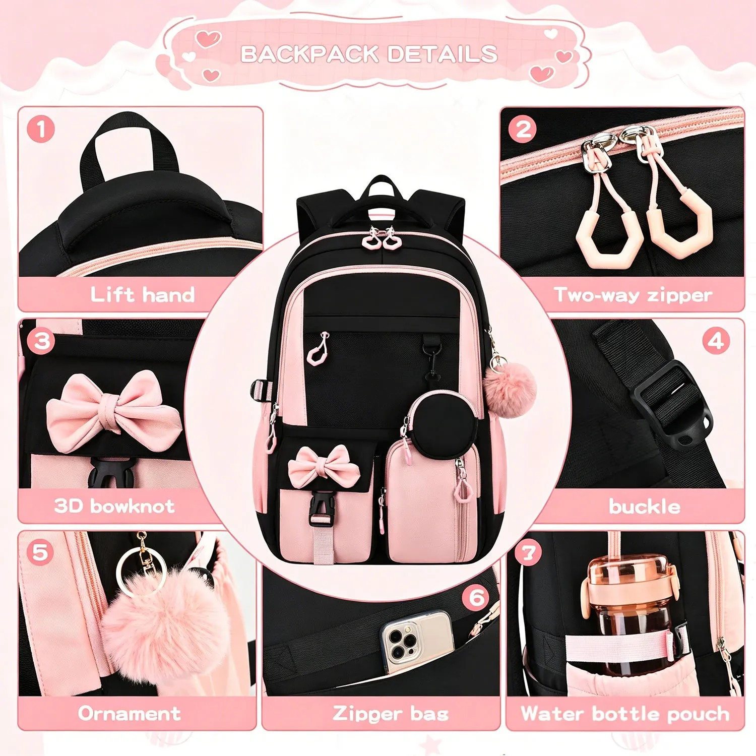 Children School Bags Set Girls Large Schoolbag Kawaii Primary School Backpack Kids Book Bag Waterproof Laptop Travel Rucksack