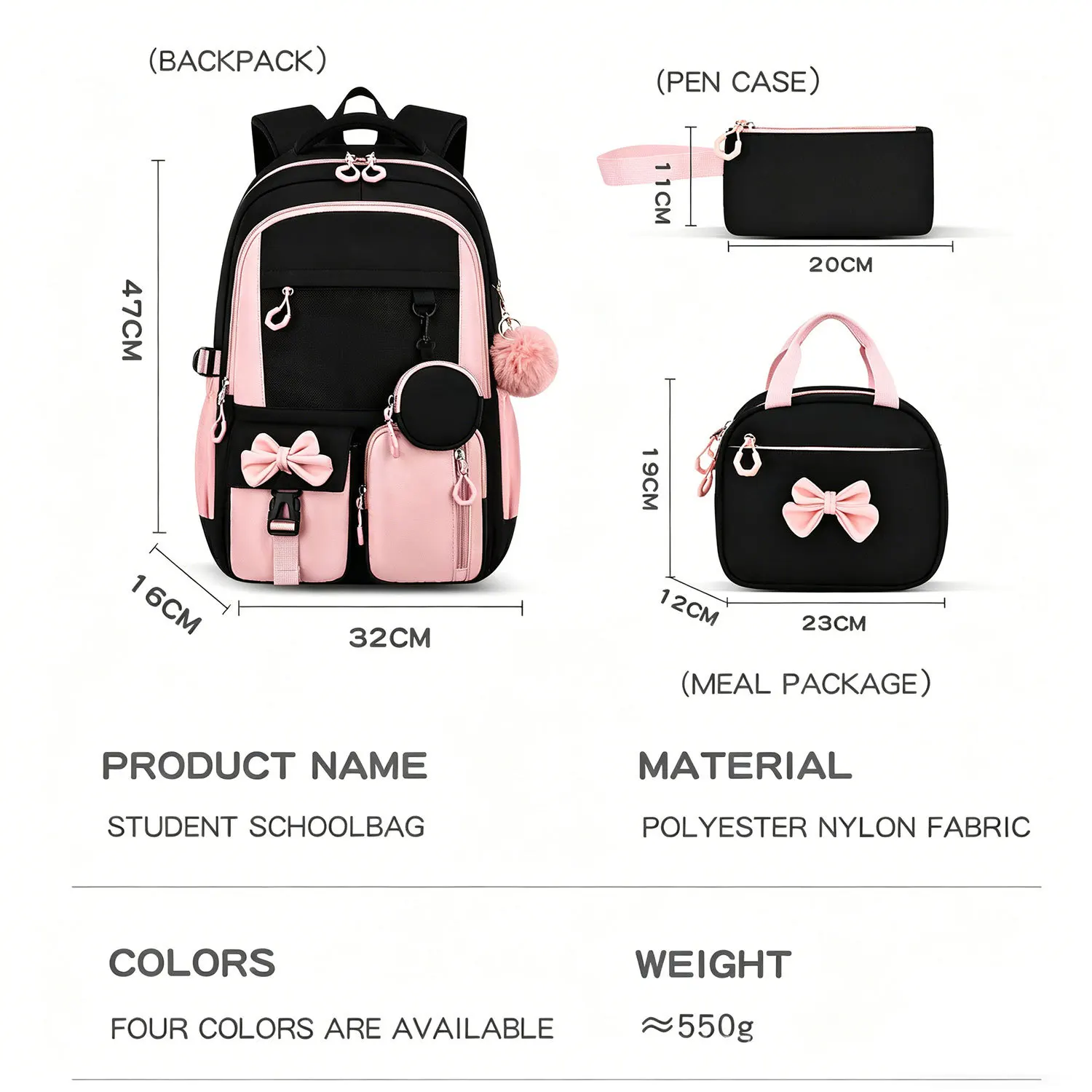 Children School Bags Set Girls Large Schoolbag Kawaii Primary School Backpack Kids Book Bag Waterproof Laptop Travel Rucksack