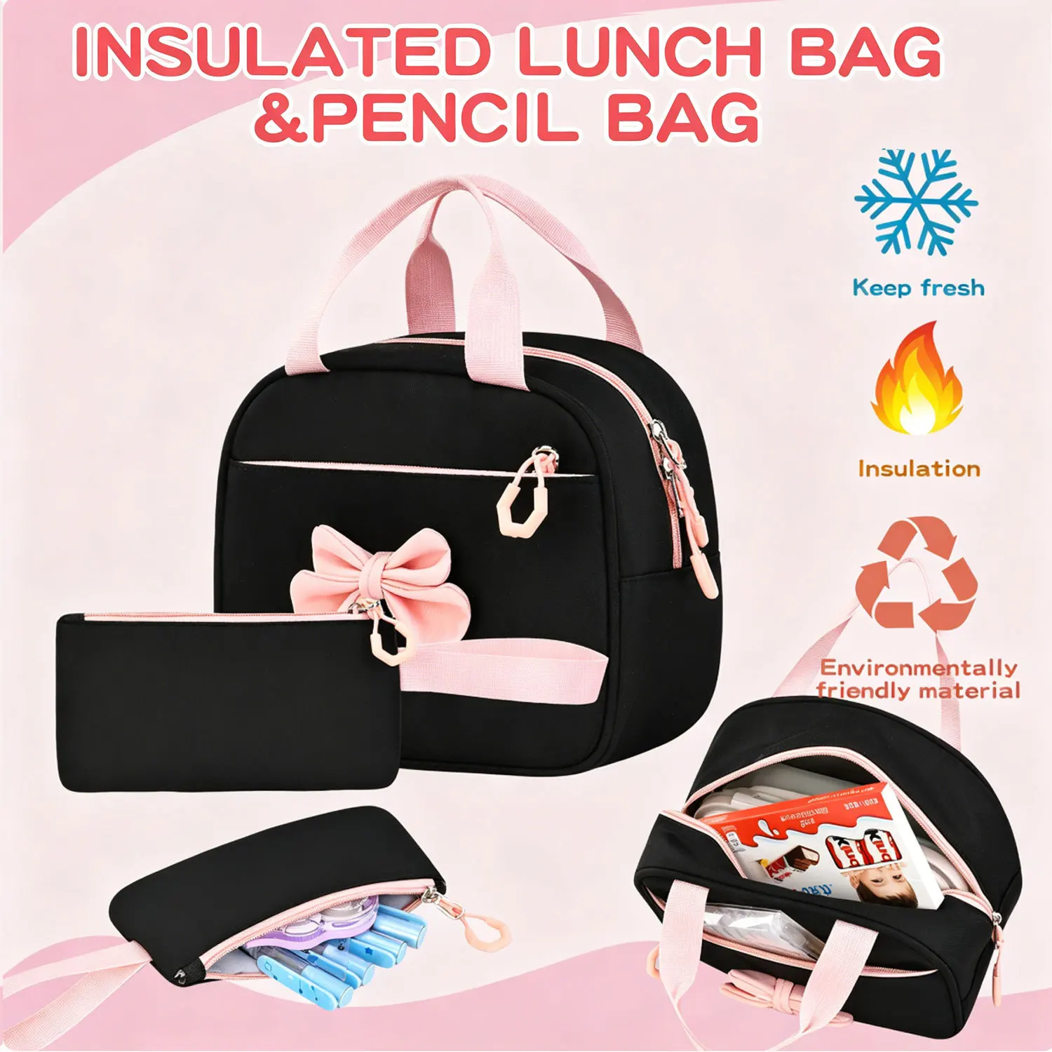 Children School Bags Set Girls Large Schoolbag Kawaii Primary School Backpack Kids Book Bag Waterproof Laptop Travel Rucksack