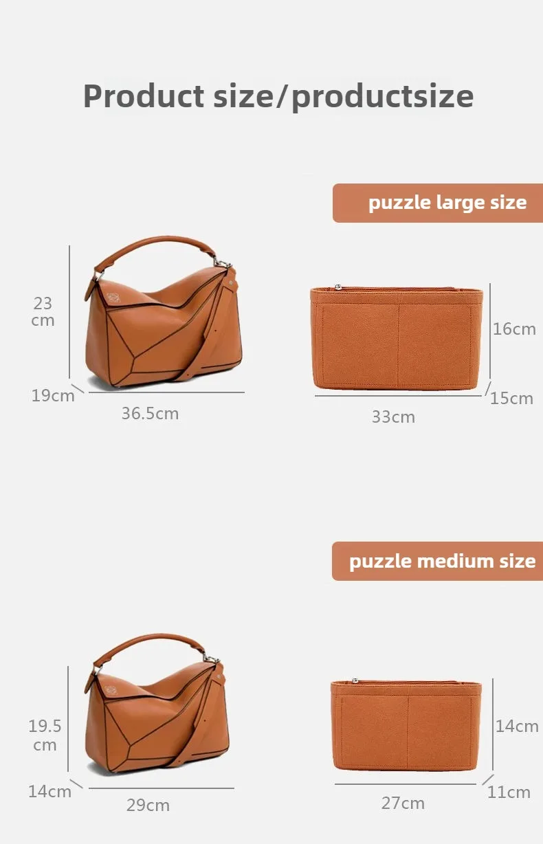 Women Felt Insert Bag Purse Organizer Fits For LOE-WE PUZZLE Makeup Purse Cosmetic Bags Women Luxury Designer Bag Organizer