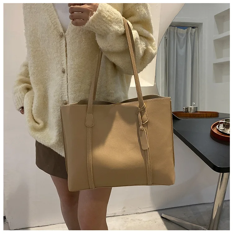 Large Capacity Women's Bag, New Soft Leather Tote Bag, Casual and Versatile Single Shoulder Bags for Woman Korean Style Handbags