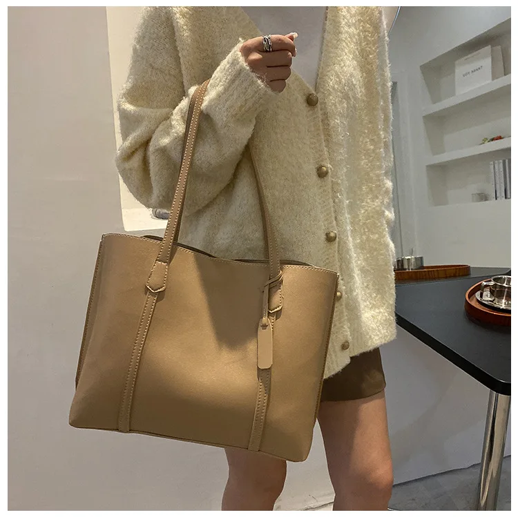 Large Capacity Women's Bag, New Soft Leather Tote Bag, Casual and Versatile Single Shoulder Bags for Woman Korean Style Handbags