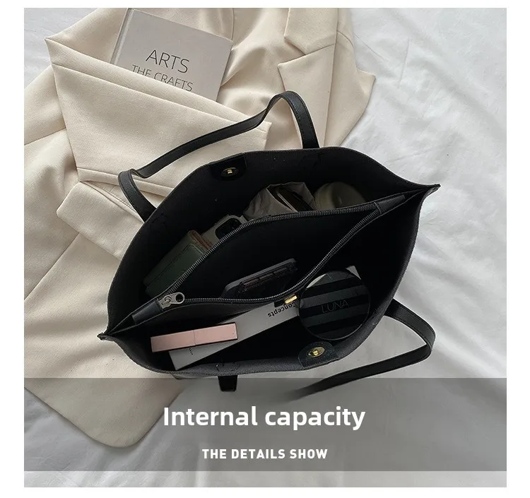 Large Capacity Women's Bag, New Soft Leather Tote Bag, Casual and Versatile Single Shoulder Bags for Woman Korean Style Handbags