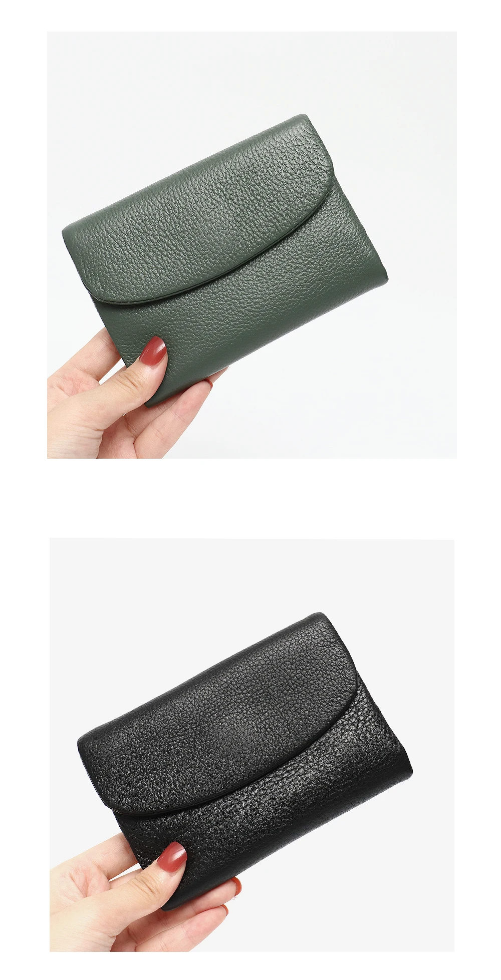 Women‘s Minimalist Short Wallet Classic Real Leather Magnet Flap Trifold Coin Purse Multi Slots Card Holder Portable Daily Use