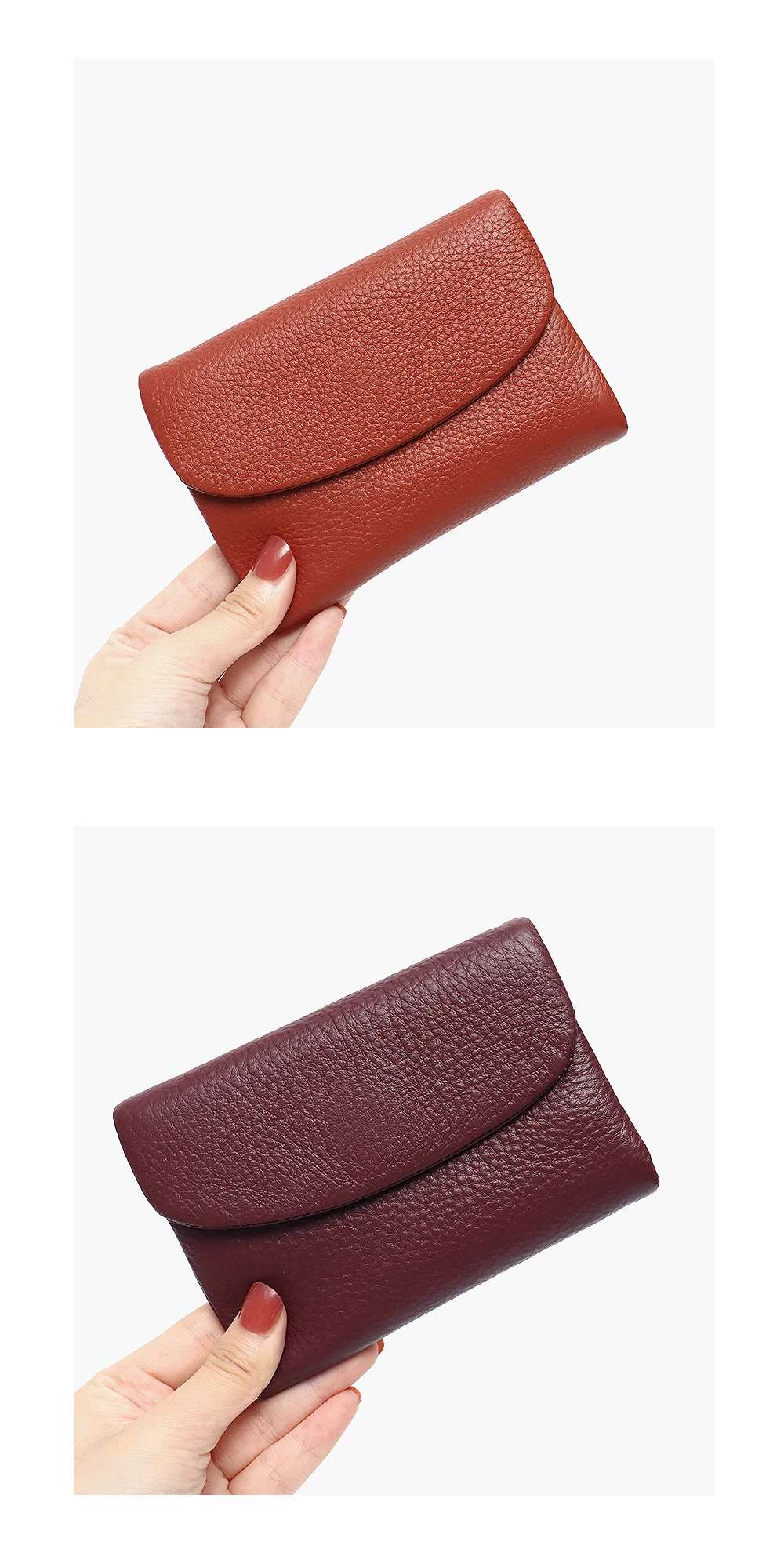Women‘s Minimalist Short Wallet Classic Real Leather Magnet Flap Trifold Coin Purse Multi Slots Card Holder Portable Daily Use