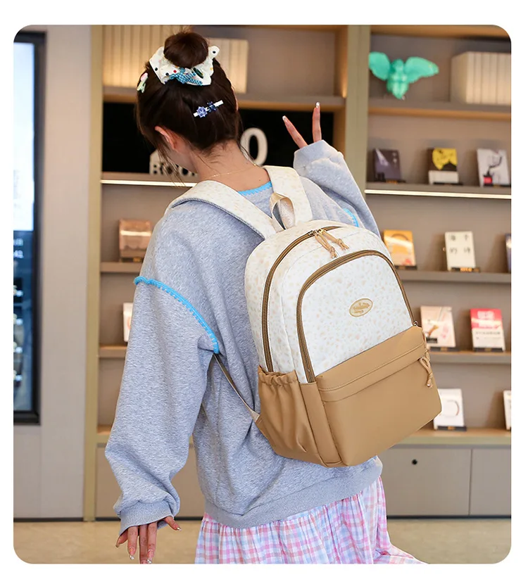 Backpack, Leopard Print, 3 in 1 Set, Lightweight Large Capacity, Junior High School Bag, Pencil Case, Lunch Bag