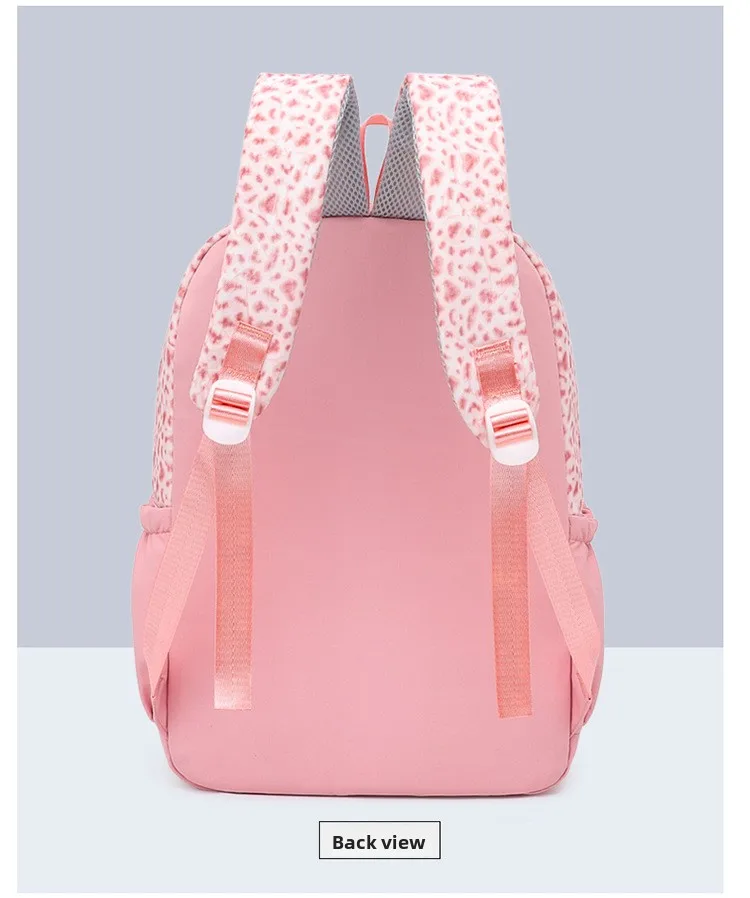 Backpack, Leopard Print, 3 in 1 Set, Lightweight Large Capacity, Junior High School Bag, Pencil Case, Lunch Bag