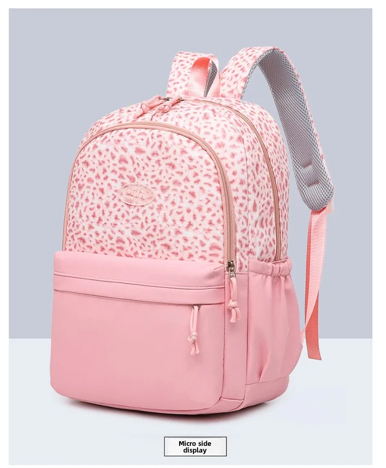 Backpack, Leopard Print, 3 in 1 Set, Lightweight Large Capacity, Junior High School Bag, Pencil Case, Lunch Bag