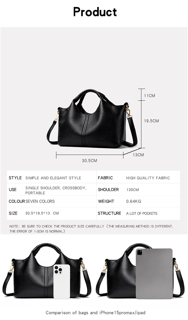 Authentic Leather Tote Bag Luxury Large Capacity Women's Single Shoulder Diagonal Crossbody Bags Fashion Simple Female Handbag