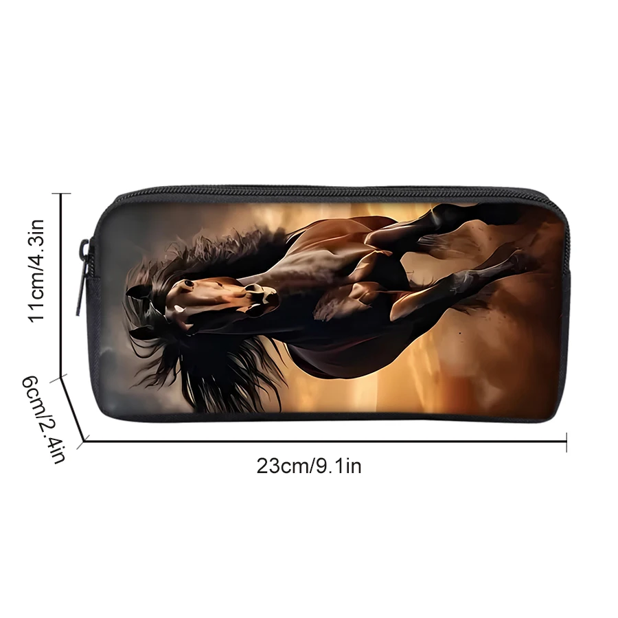3 Pcs Set Horse Round Lunch Bags Pencil Bags School Bags For Boy/Girls Best Gifts 2D Flat Cartoon Backpack For Children