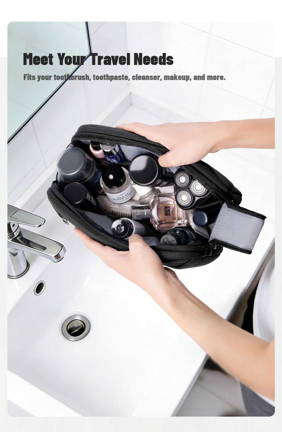 HK Portable Wash Pouch Waterproof Travel Toiletry Bag for Men Women Gym Essentials Cosmetic Makeup Organizer Case Beauty Handbag