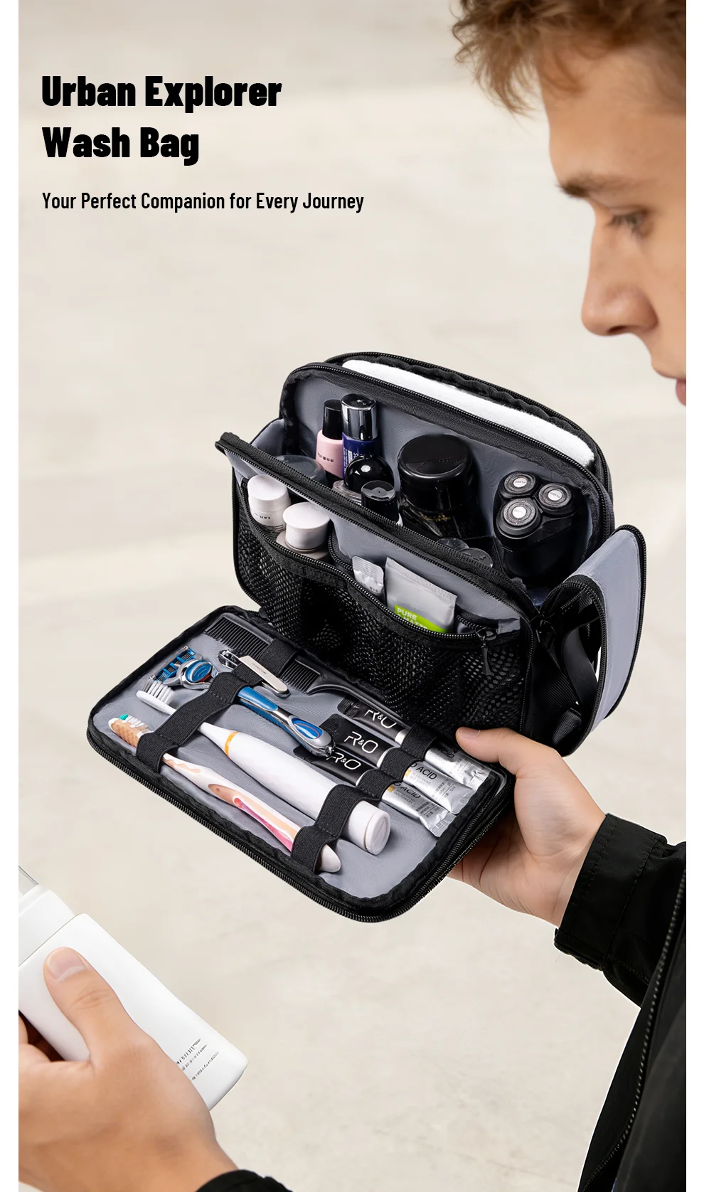 HK Portable Wash Pouch Waterproof Travel Toiletry Bag for Men Women Gym Essentials Cosmetic Makeup Organizer Case Beauty Handbag