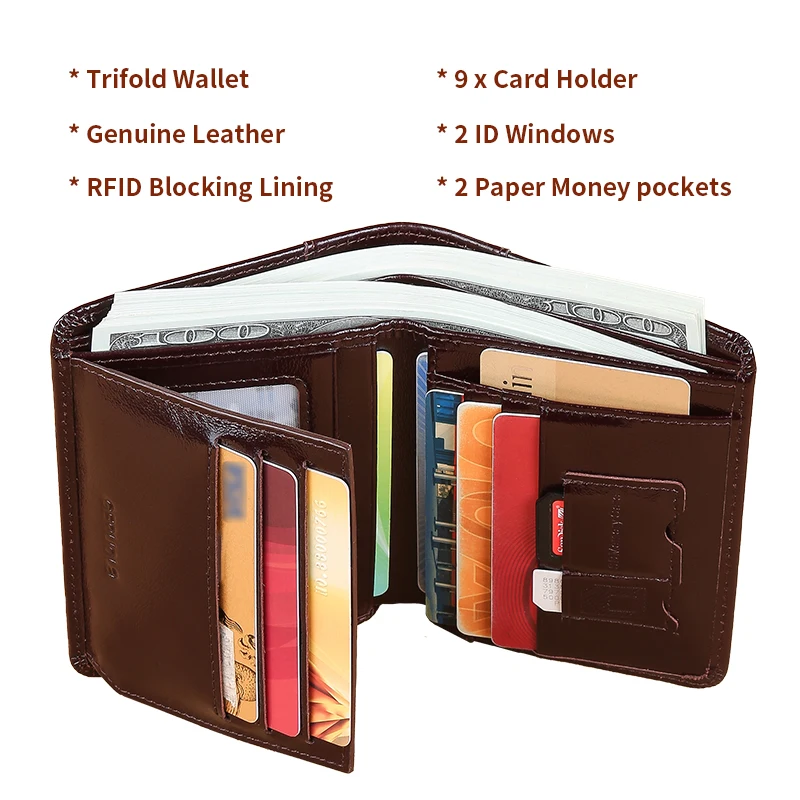 Oil Wax Head Layer Cowhide Men's Wallet with 30% Discount, Multiple Card Slots, Large Capacity, Holiday Gift Giving