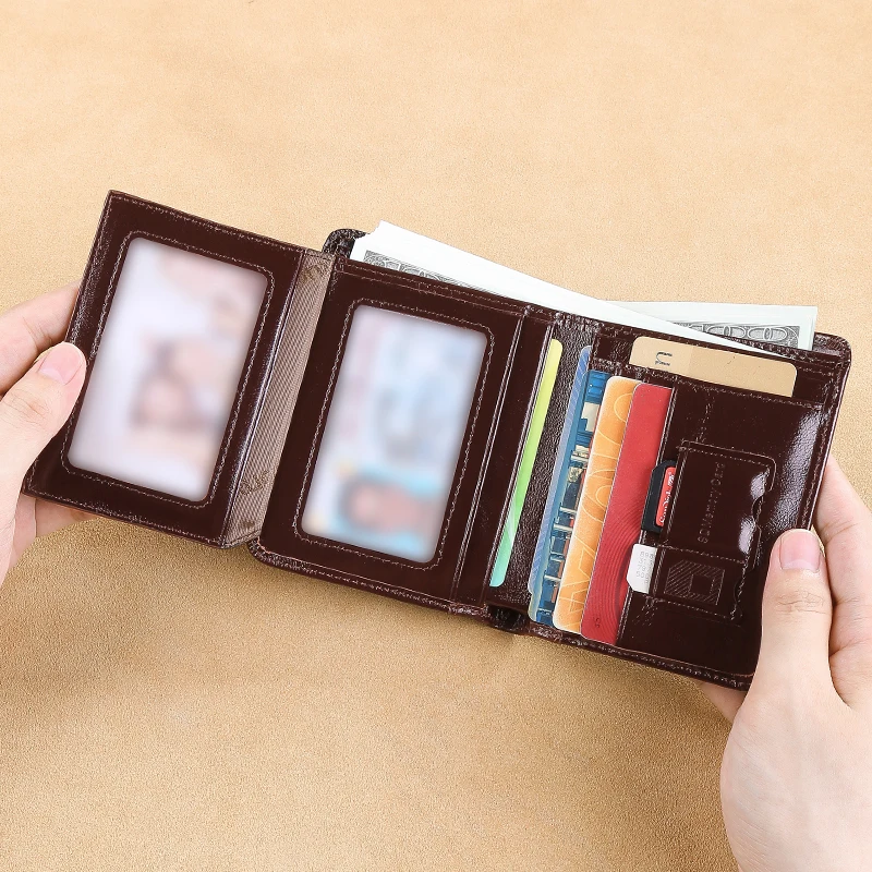 Oil Wax Head Layer Cowhide Men's Wallet with 30% Discount, Multiple Card Slots, Large Capacity, Holiday Gift Giving