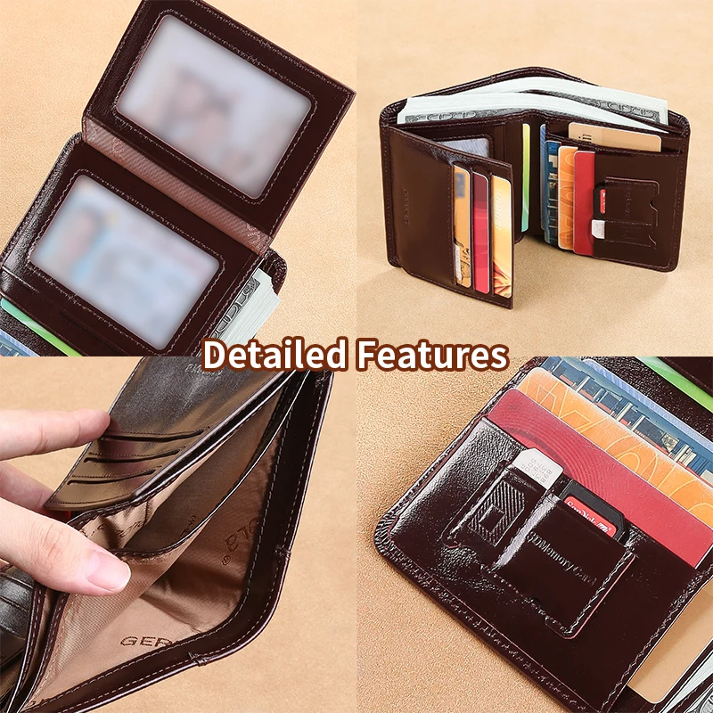 Oil Wax Head Layer Cowhide Men's Wallet with 30% Discount, Multiple Card Slots, Large Capacity, Holiday Gift Giving