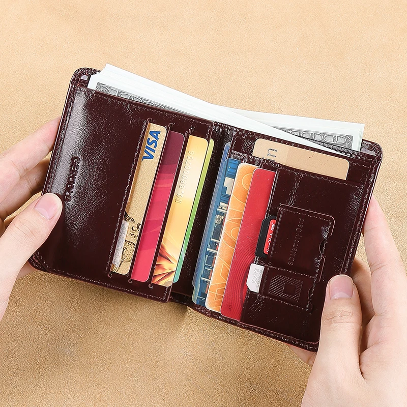 Oil Wax Head Layer Cowhide Men's Wallet with 30% Discount, Multiple Card Slots, Large Capacity, Holiday Gift Giving