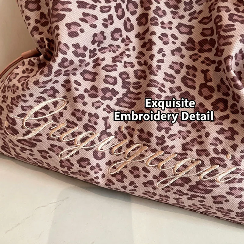 Women's Shoulder Bag Y2k Fashion Sweet Polka Dot Handbag Korean Casual Versatile Leopard Print Brown Frosted Tote Bags