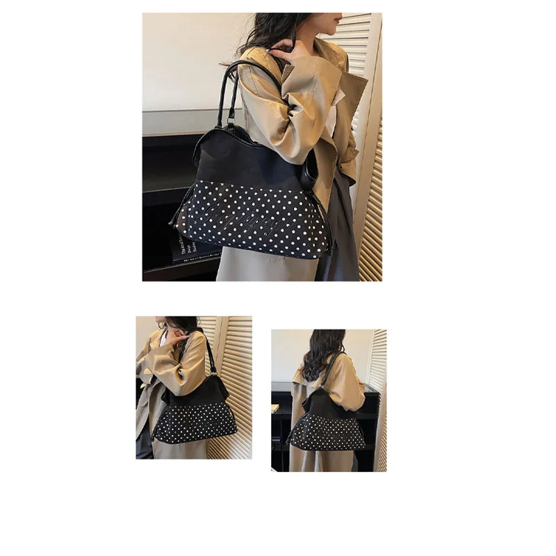 Women's Shoulder Bag Y2k Fashion Sweet Polka Dot Handbag Korean Casual Versatile Leopard Print Brown Frosted Tote Bags
