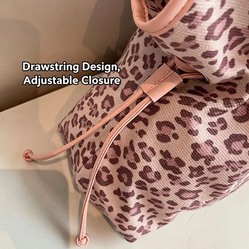 Women's Shoulder Bag Y2k Fashion Sweet Polka Dot Handbag Korean Casual Versatile Leopard Print Brown Frosted Tote Bags