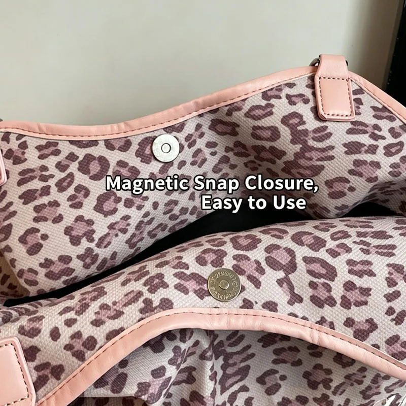 Women's Shoulder Bag Y2k Fashion Sweet Polka Dot Handbag Korean Casual Versatile Leopard Print Brown Frosted Tote Bags