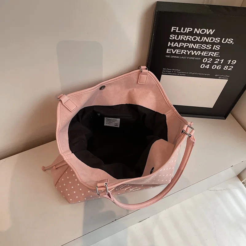 Women's Shoulder Bag Y2k Fashion Sweet Polka Dot Handbag Korean Casual Versatile Leopard Print Brown Frosted Tote Bags