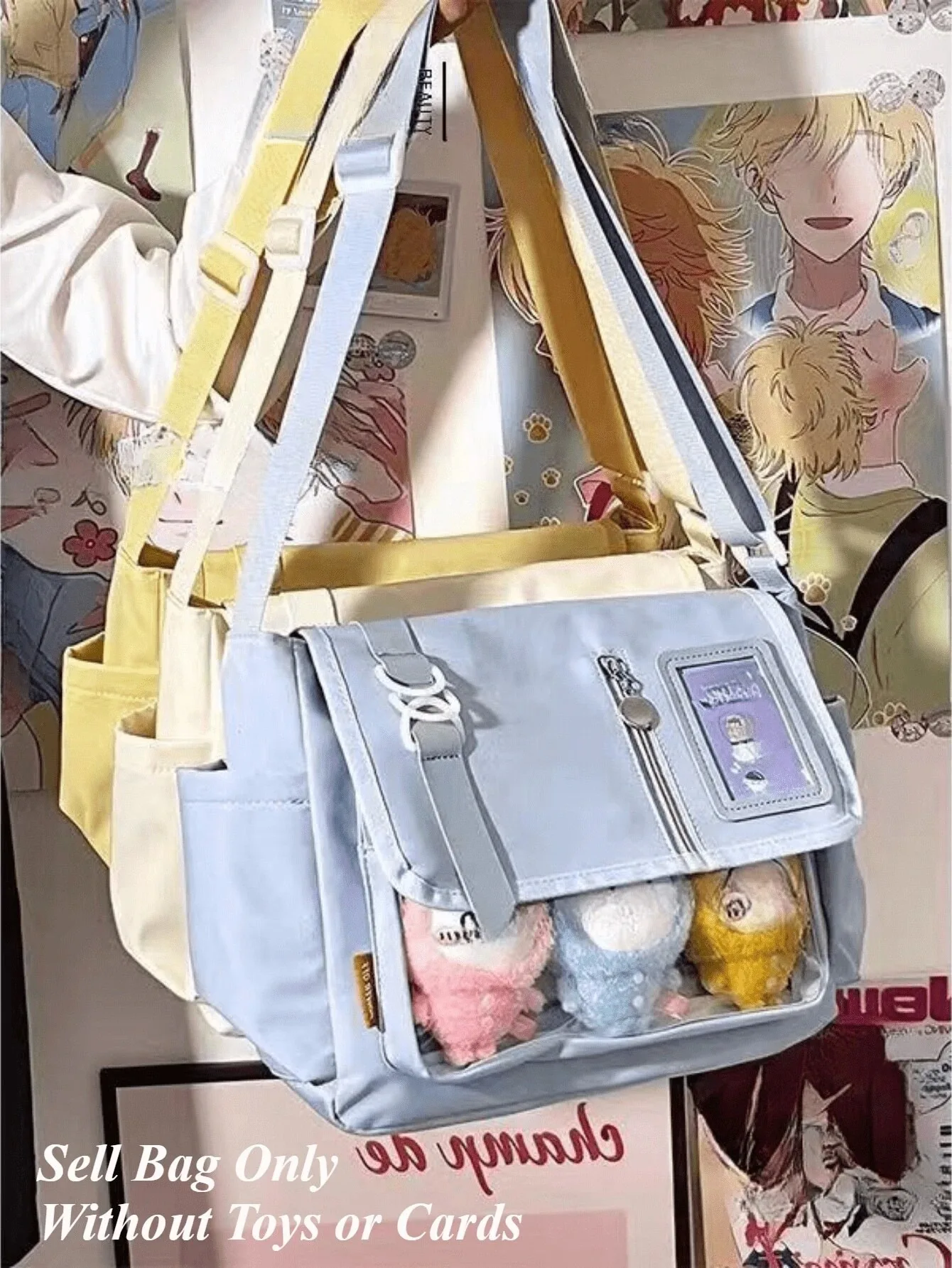 Japanese Transparent Crossbody Bag Harajuku-Style Girlish Satchel Charming DIY Badge Display Panel Fashionable Shoulder Bag