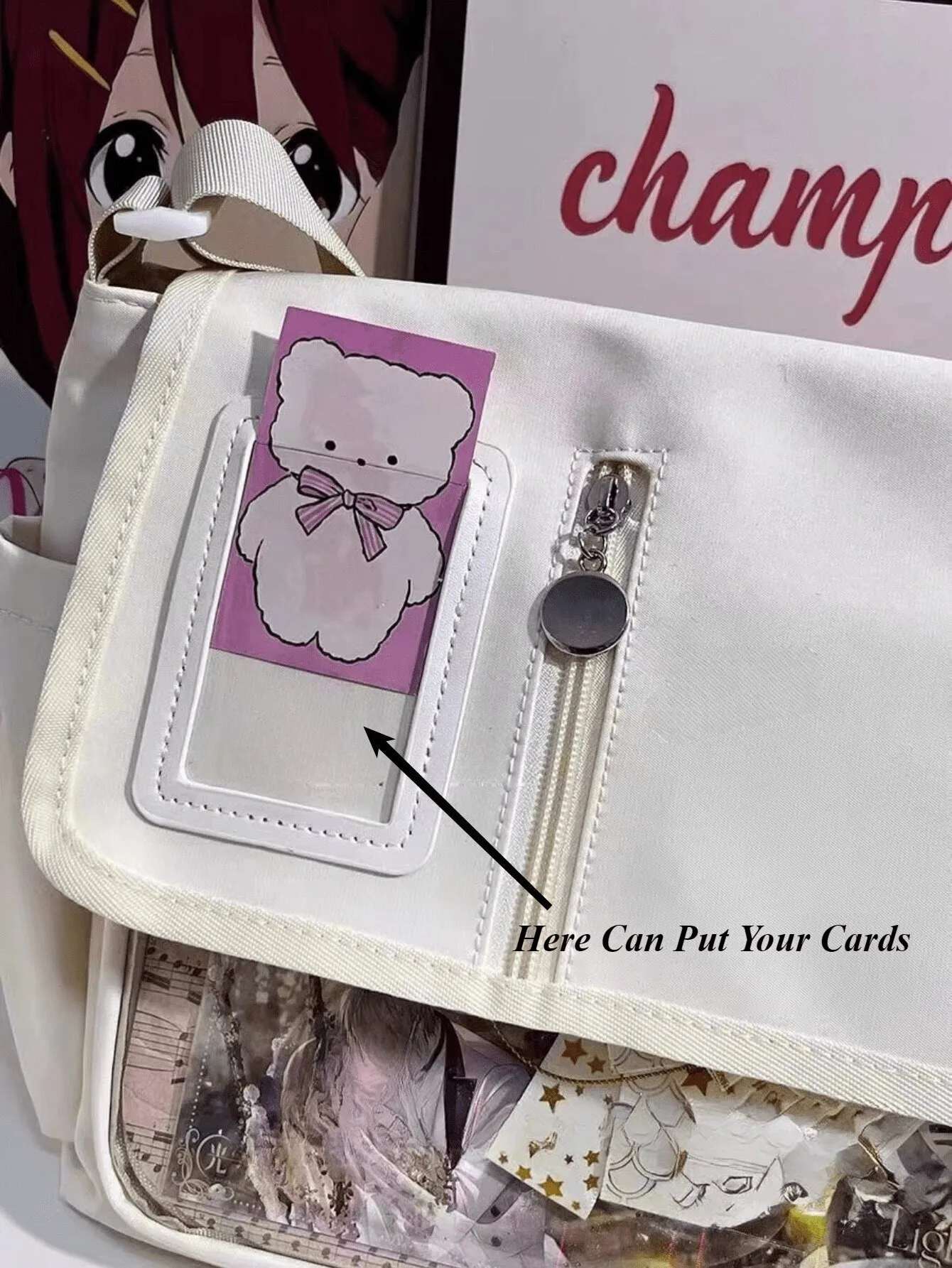 Japanese Transparent Crossbody Bag Harajuku-Style Girlish Satchel Charming DIY Badge Display Panel Fashionable Shoulder Bag