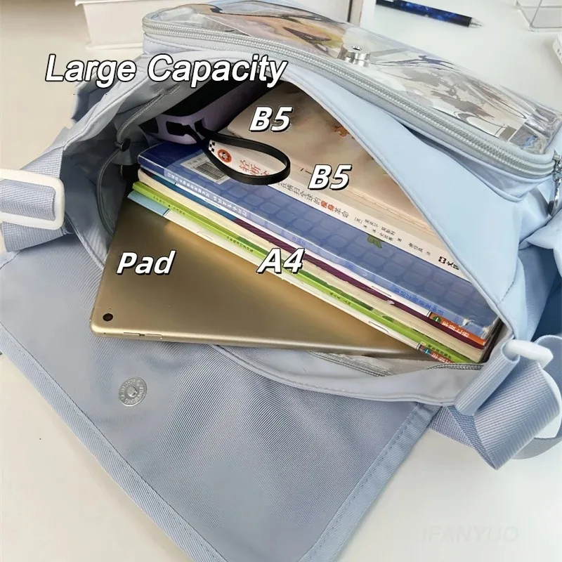 Japanese Transparent Crossbody Bag Harajuku-Style Girlish Satchel Charming DIY Badge Display Panel Fashionable Shoulder Bag