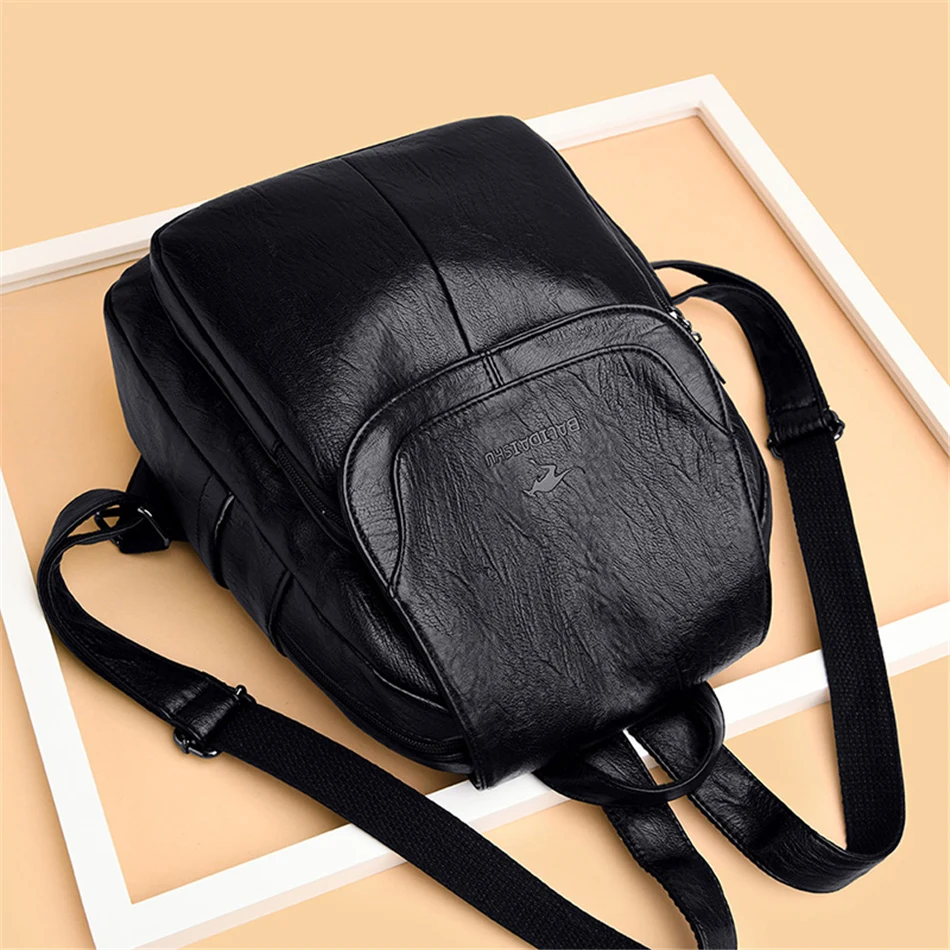 Genuine Women Backpack Leather Fashion Female Shoulder Bag Sac a Dos Ladies Bagpack Mochilas School Bags For Teenage Girls 2023