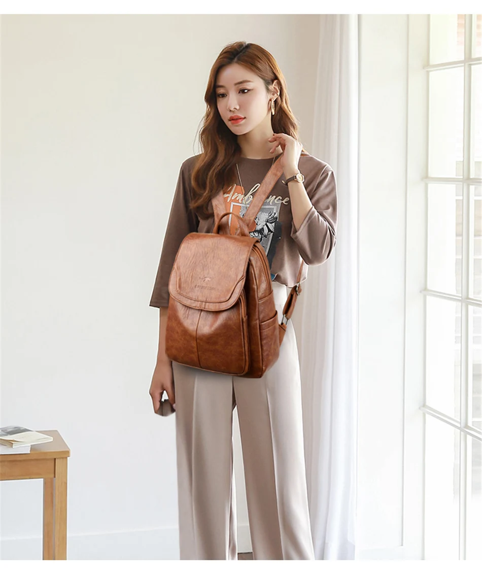 Genuine Women Backpack Leather Fashion Female Shoulder Bag Sac a Dos Ladies Bagpack Mochilas School Bags For Teenage Girls 2023