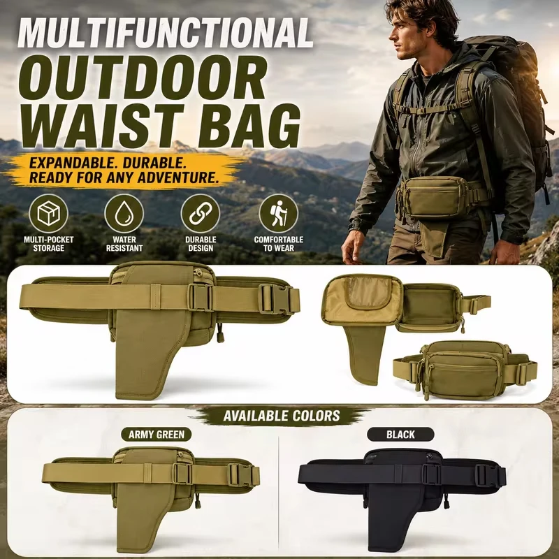 Camouflage Tactical Waist Pack Outdoor Molle Assault Combat Bag Utility Pouch EDC Organizer for Hiking Camping Trekking Travel