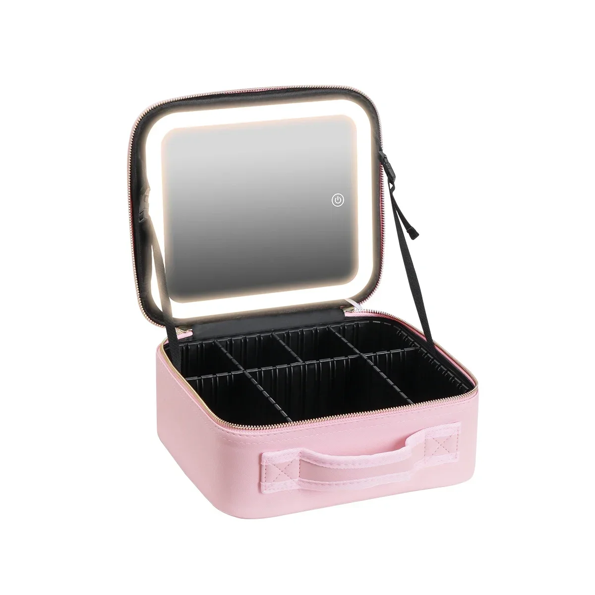 3 Color Train Case Mirror, White Portable Makeup Case Waterproof Organizer with Adjustable Dividers, Cosmetics Storage Case Gift
