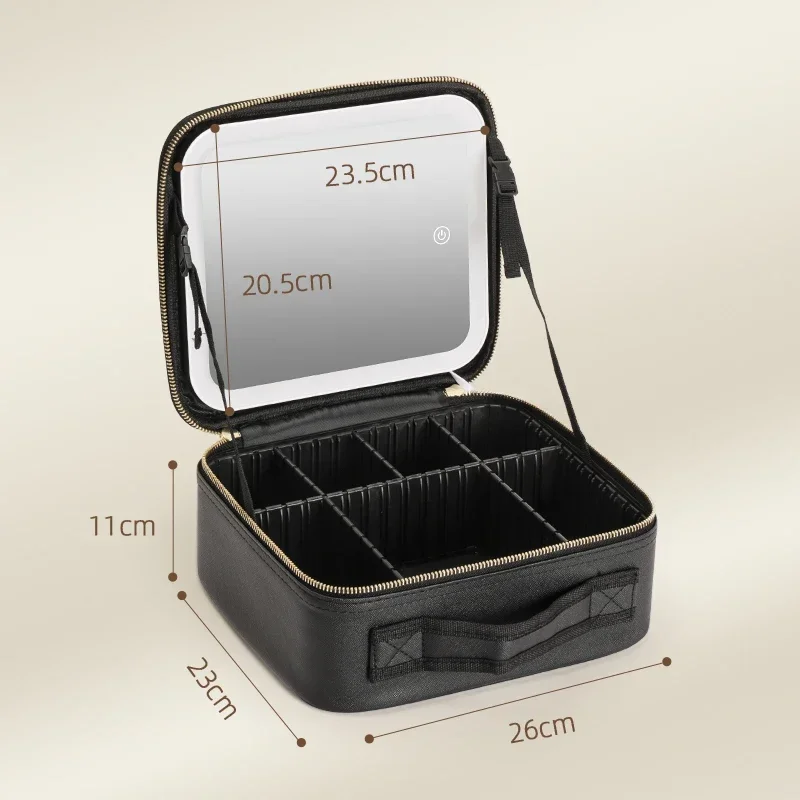 3 Color Train Case Mirror, White Portable Makeup Case Waterproof Organizer with Adjustable Dividers, Cosmetics Storage Case Gift