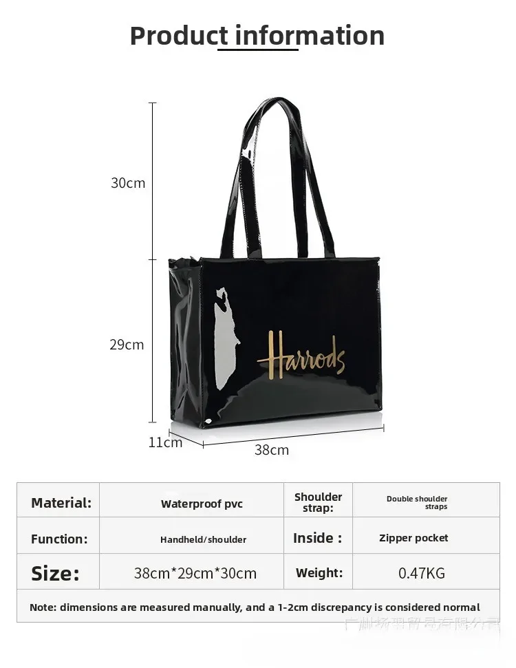 Cartoon Print PVC Waterproof Tote Bag for Women, Casual Portable Shoulder Handbag, Outdoor Shopping Commuting Daily Use Bag 