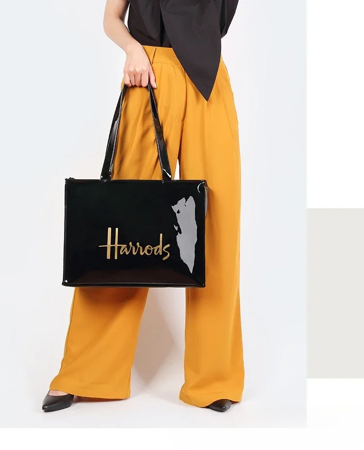 Cartoon Print PVC Waterproof Tote Bag for Women, Casual Portable Shoulder Handbag, Outdoor Shopping Commuting Daily Use Bag 
