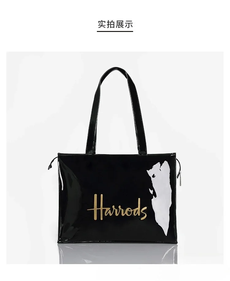 Cartoon Print PVC Waterproof Tote Bag for Women, Casual Portable Shoulder Handbag, Outdoor Shopping Commuting Daily Use Bag 