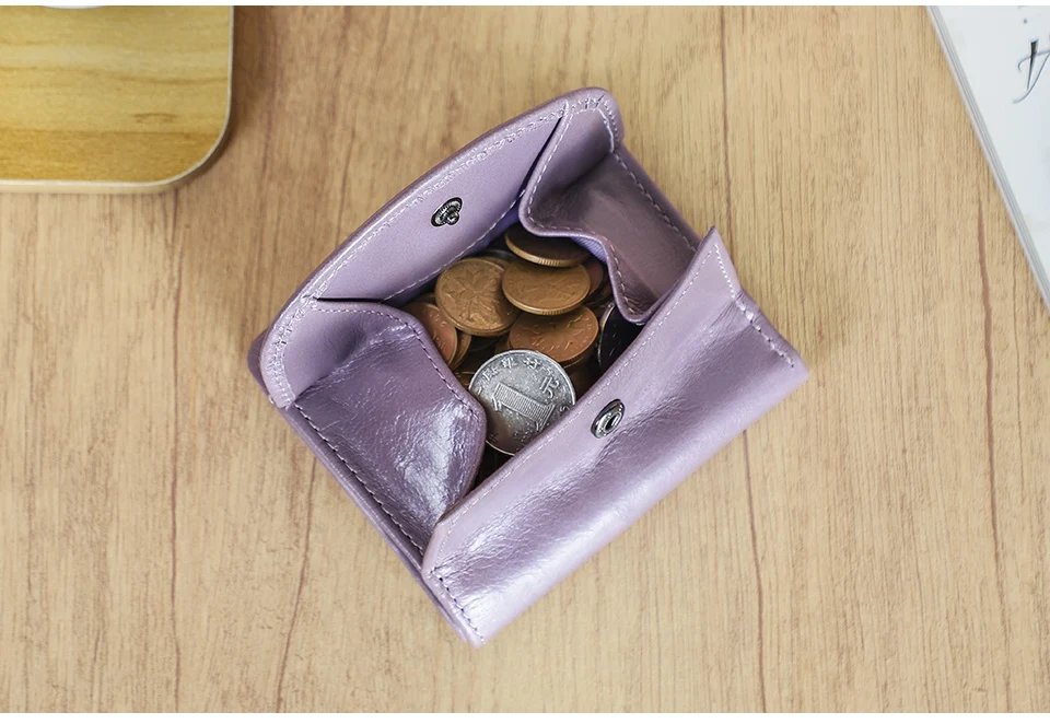 CONTACT'S Genuine Leather Short Wallets for Women Fashion Card Holder Money Clip Coin Purse Female Mini Wallet Women's Bag Purse