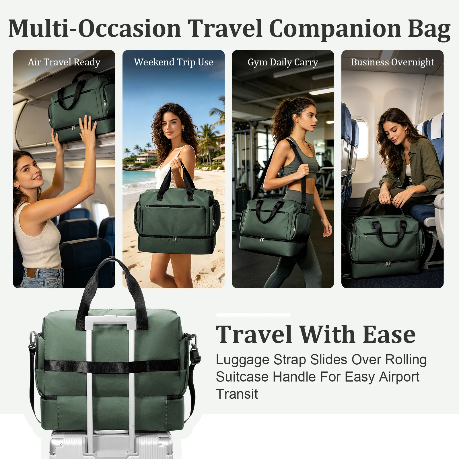 Men's Travel Bag with Shoe Compartment and Wet Compartment Large Capacity Lightweight Waterproof Carry-on Bag Travel Duffel Bag