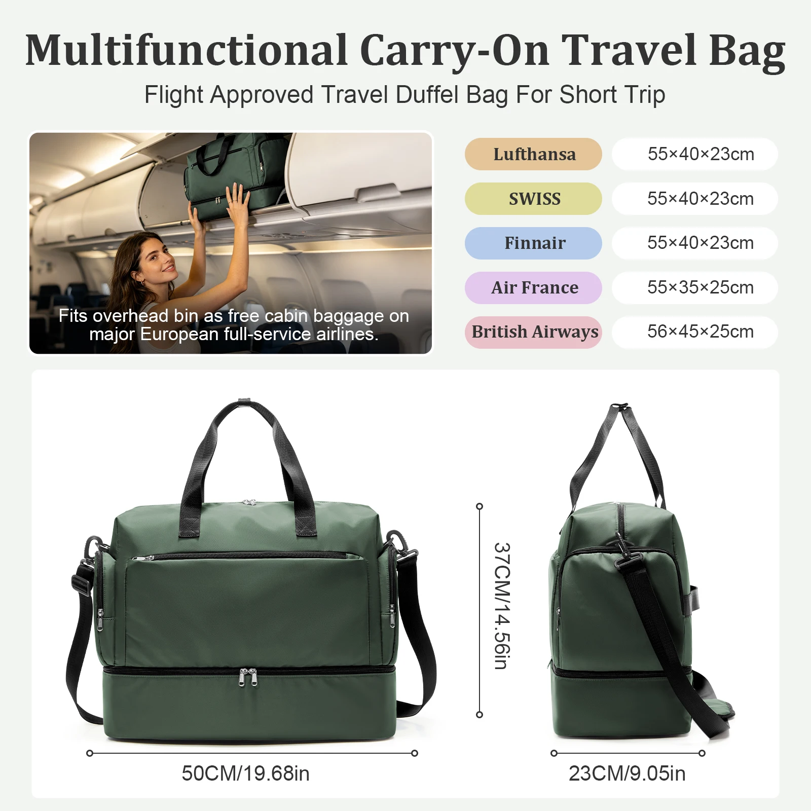 Men's Travel Bag with Shoe Compartment and Wet Compartment Large Capacity Lightweight Waterproof Carry-on Bag Travel Duffel Bag