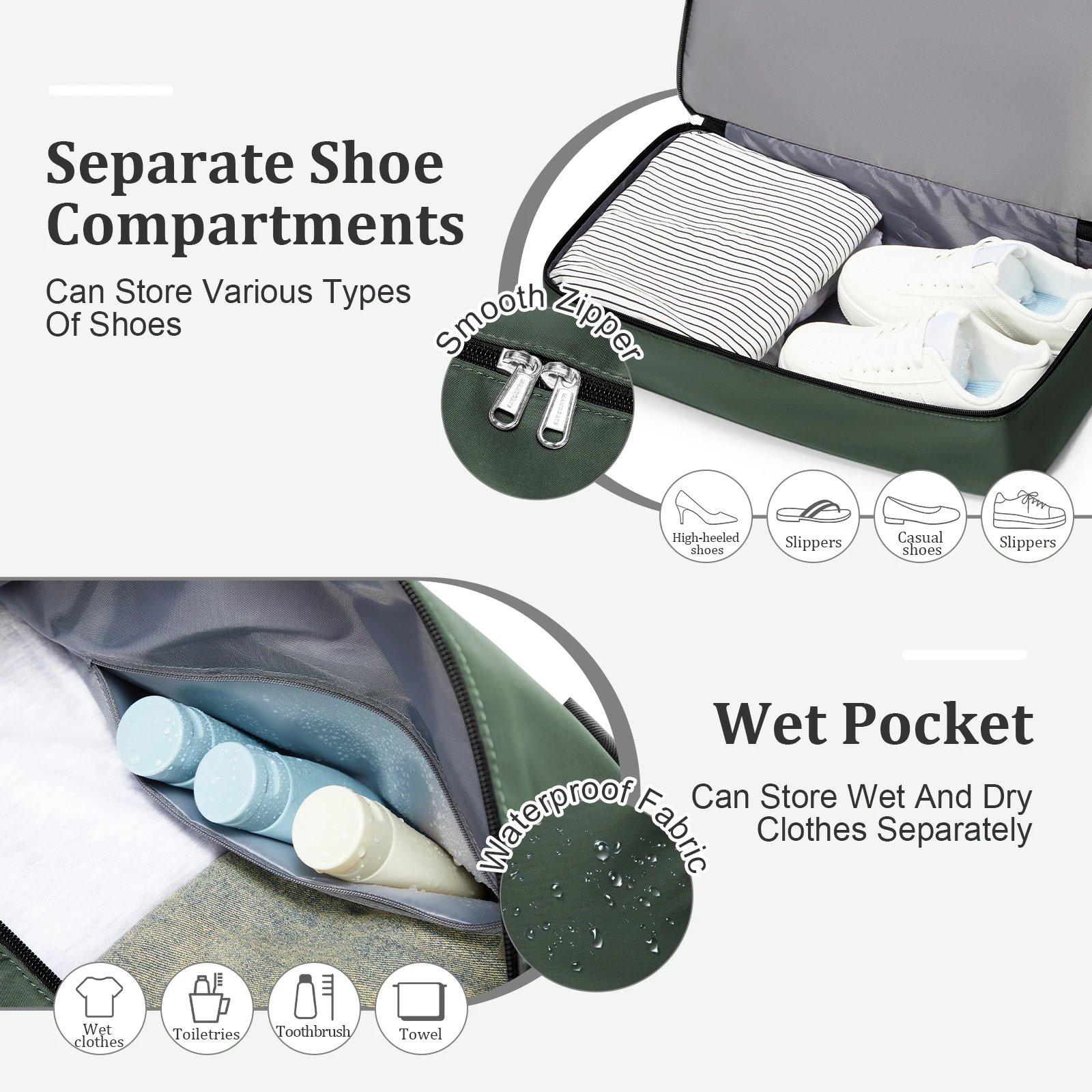 Men's Travel Bag with Shoe Compartment and Wet Compartment Large Capacity Lightweight Waterproof Carry-on Bag Travel Duffel Bag