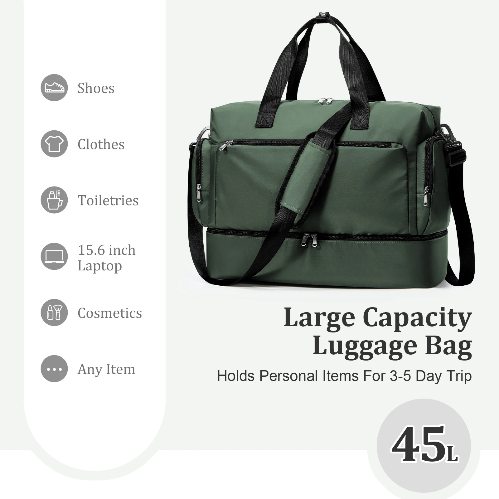Men's Travel Bag with Shoe Compartment and Wet Compartment Large Capacity Lightweight Waterproof Carry-on Bag Travel Duffel Bag