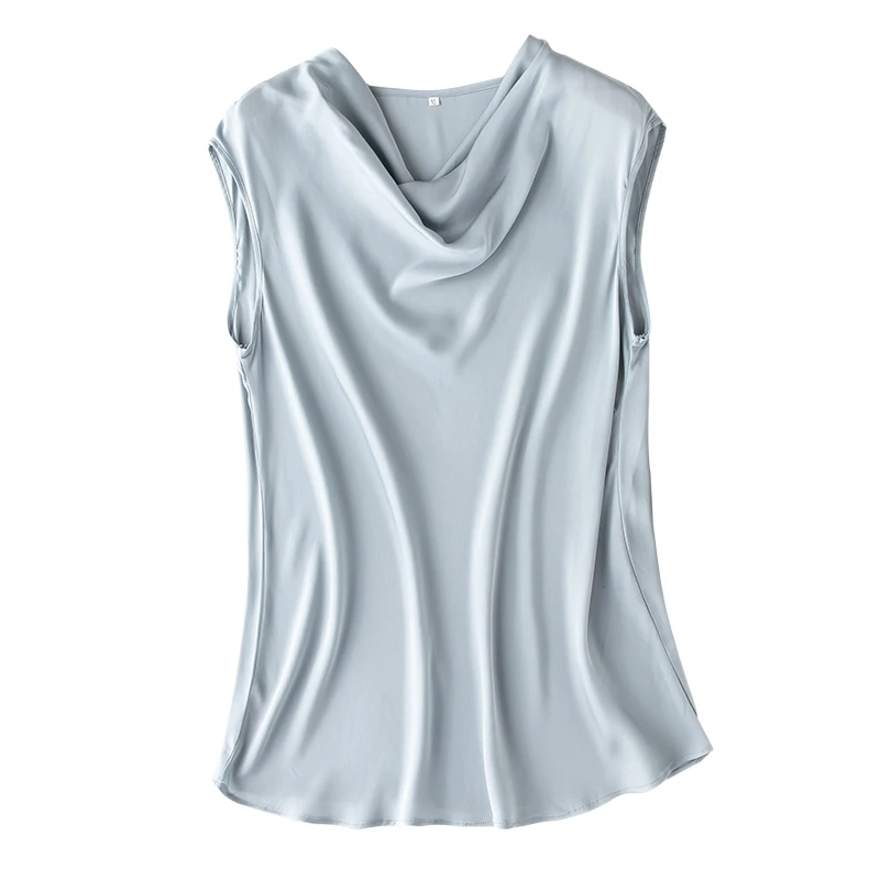 SuyaDream Women Silk Blouses Set 93%Silk 7%Spandex Solid Short Bat Sleeves Draped Collar Blouse Shirt 2022 Spring Summer Shirt