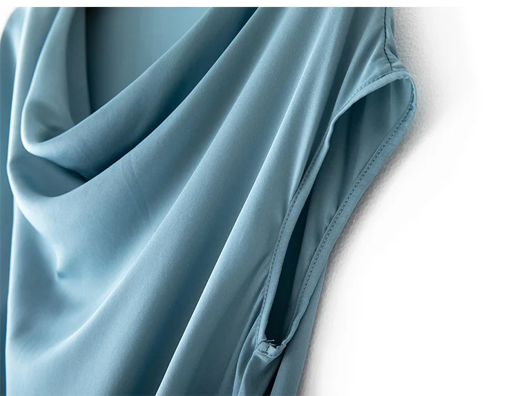 SuyaDream Women Silk Blouses Set 93%Silk 7%Spandex Solid Short Bat Sleeves Draped Collar Blouse Shirt 2022 Spring Summer Shirt