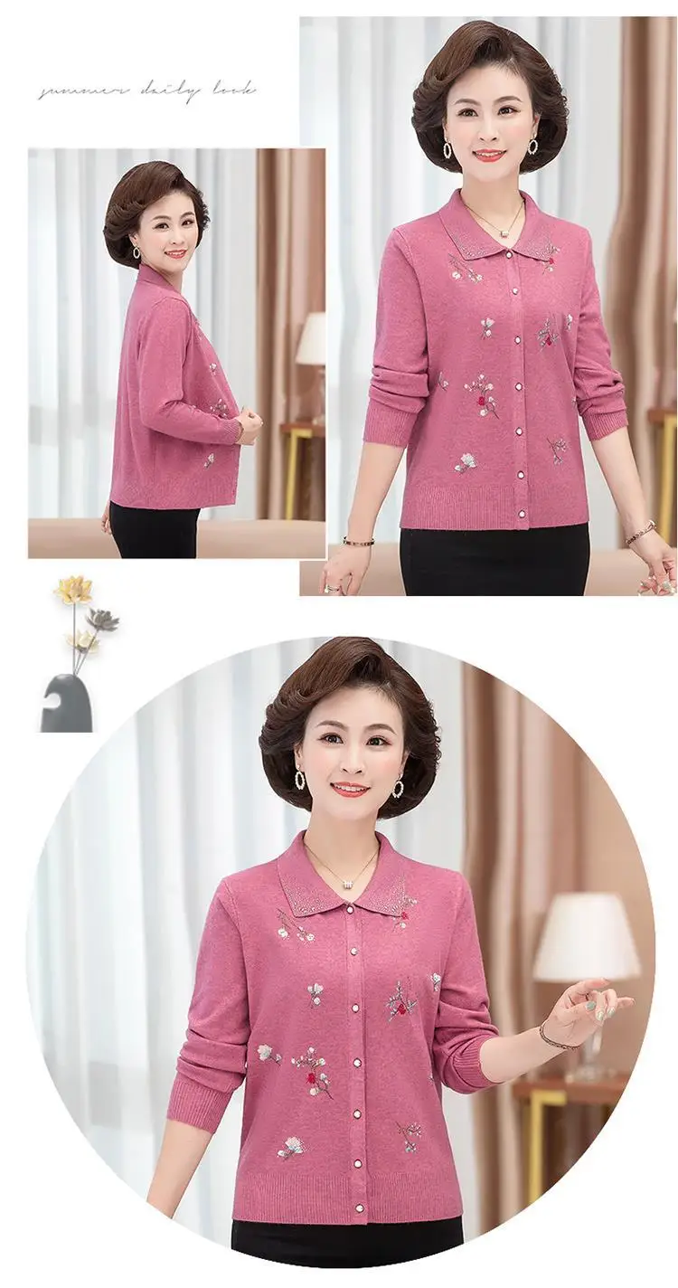 Women's Sweater Cardigan Spring and Autumn Embroidered Diamond Plus Size Korean Jacket Knit Cardigan Long Sleeve Coat Thin Top