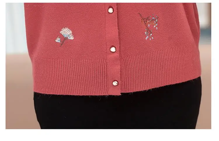 Women's Sweater Cardigan Spring and Autumn Embroidered Diamond Plus Size Korean Jacket Knit Cardigan Long Sleeve Coat Thin Top
